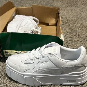 Puma All-White Platform Sneakers
